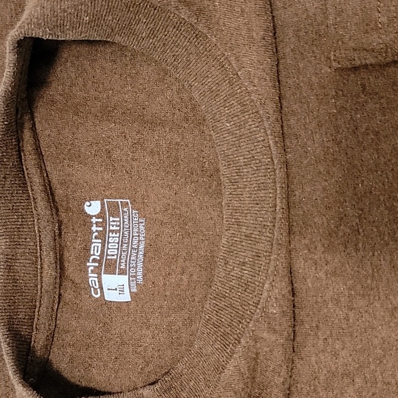 Brown Carhartt Pocket Tee Large Tall Loose Fit Workwear - Picture 6 of 6
